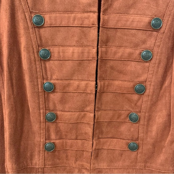 Multiples Women’s Faux Suede Military Button Style Blazer Jacket Fall Size Small - Picture 3 of 10